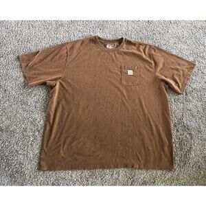 Carhartt Shirt Mens 4XL Short Sleeve Crew Neck Pocket Casual Outdoors Brown